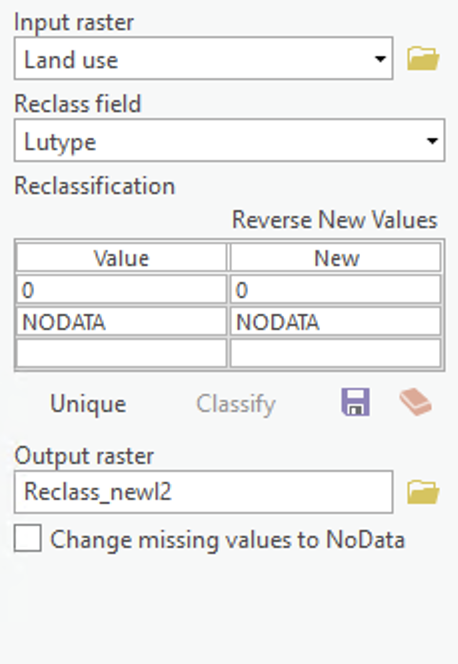 Screenshot of Reclassify tool window.